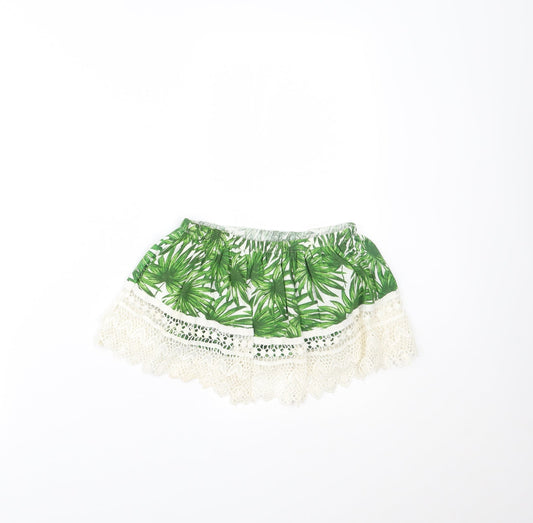 Primark Womens Green Floral Cropped Blouse Size 10