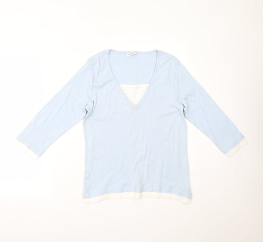 EDITIONS Womens Blue Basic Blouse Size 14