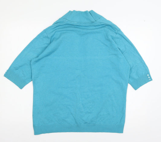 EWM Womens Blue Knit Cardigan Jumper Size 18