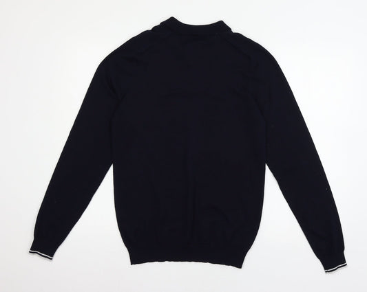 Easy Mens Blue Knit Pullover Jumper Size S