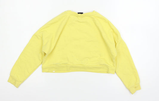 Disney Girls Yellow Jersey Pullover Sweatshirt Size 7-8 Years - Mickey Mouse