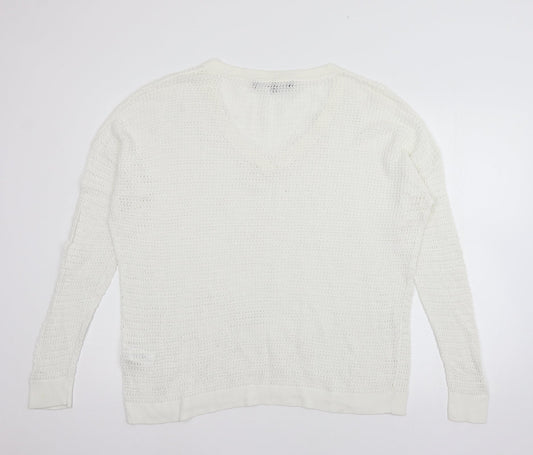 rench Womens White Knit Pullover Jumper Size M
