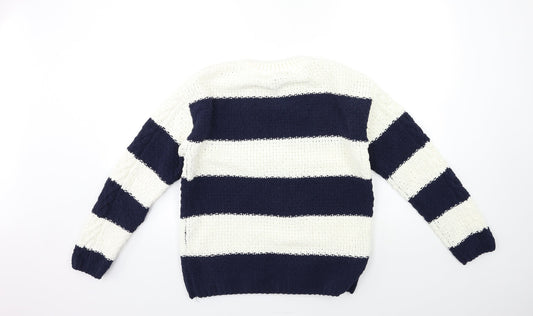Primark Womens Blue Striped Knit Pullover Jumper Size 4