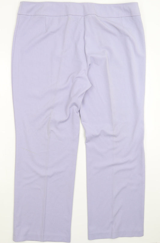 Womens UK Size 24 Agenda Regular Fit Purple Trousers