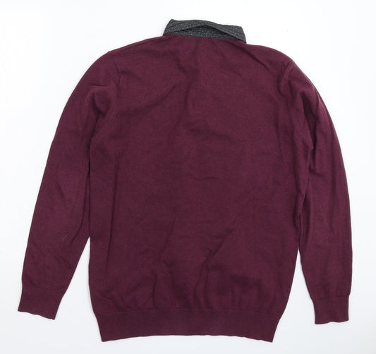 Easy Mens Brown Knit Pullover Jumper Size M