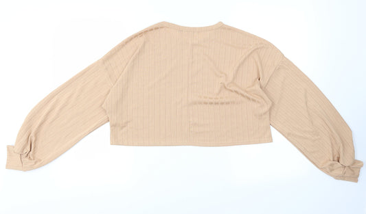 Nasty Gal Womens Beige Basic T-Shirt Size 10