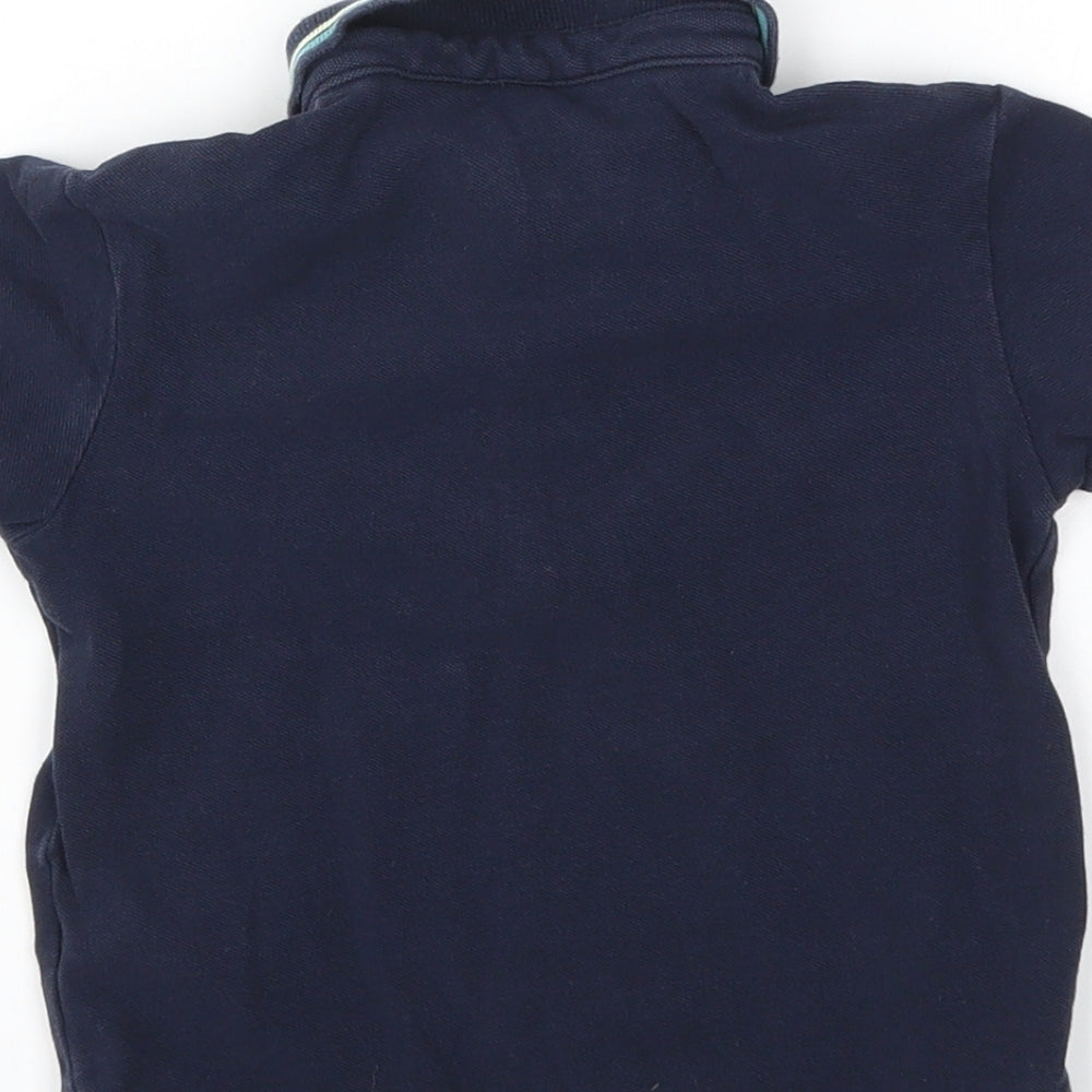 M&S Boys Blue Houndstooth Basic T-Shirt Size 2-3 Years