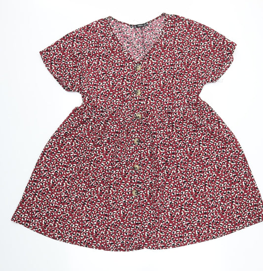 SHEIN Womens Red Animal Print Fit & Flare Size M