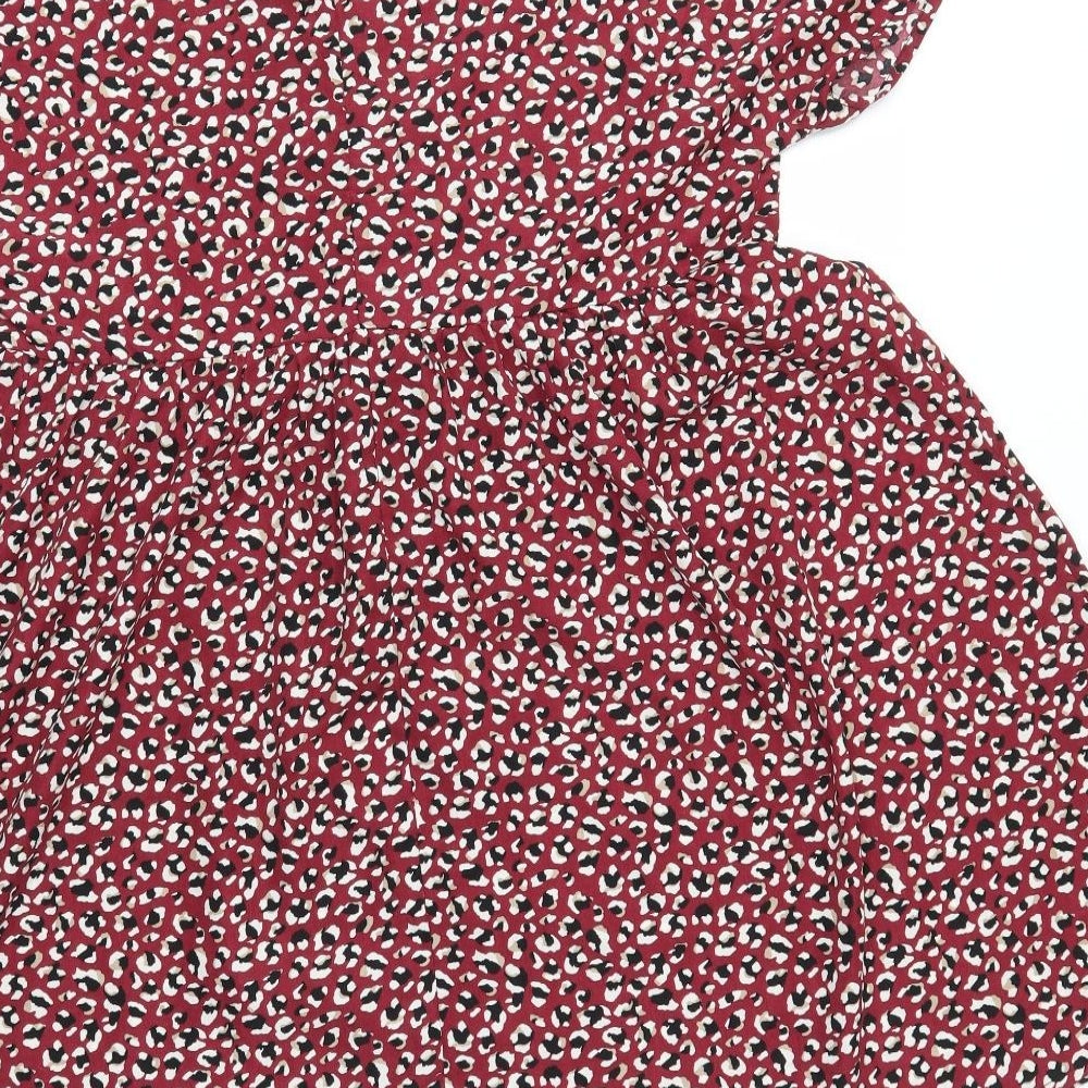 SheIn Womens Red Animal Print Fit & Flare Size M