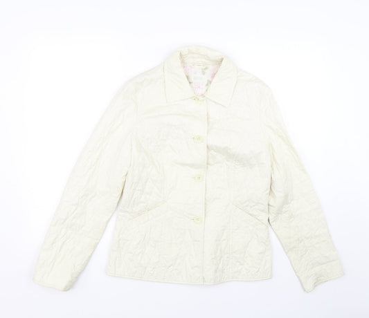 M&S Womens White Argyle/Diamond Jacket Coat Size 8