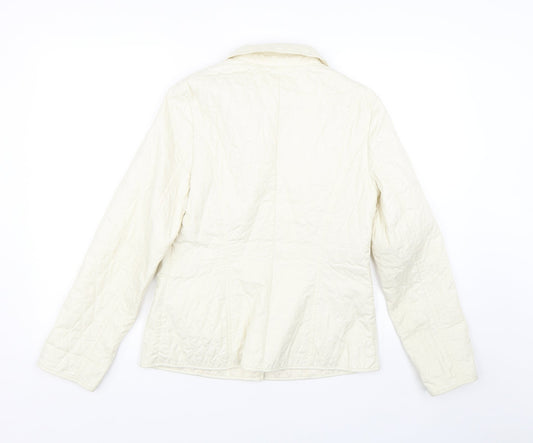 M&S Womens White Argyle/Diamond Jacket Coat Size 8