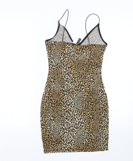 H&M Womens Gold Animal Print Wrap Dress Size 6