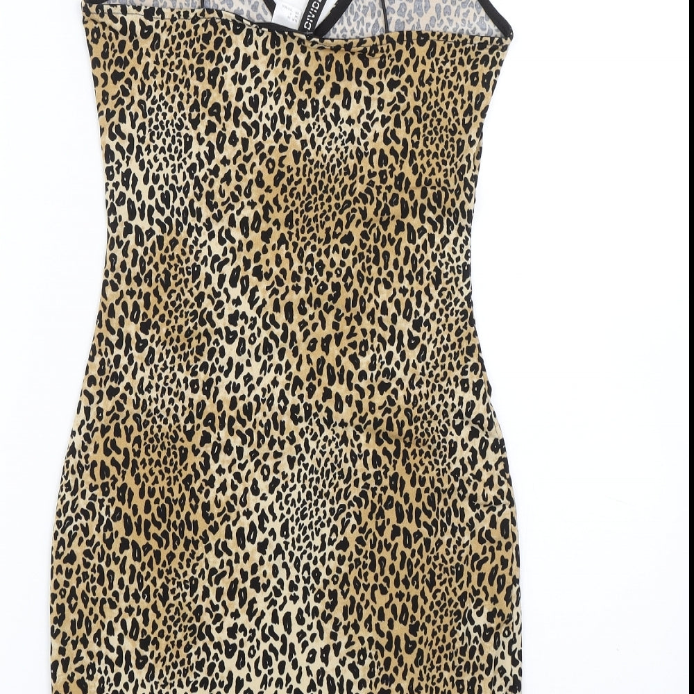 H&M Womens Gold Animal Print Wrap Dress Size 6