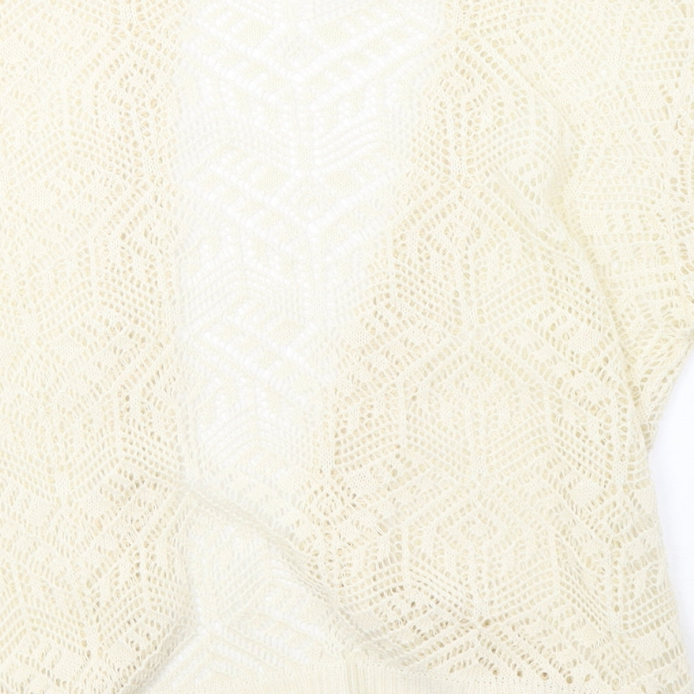 Womens UK Size L Preworn White Cardigan Jumper