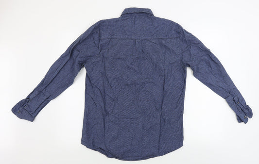 Topman Mens Blue Check Button-Up Size M