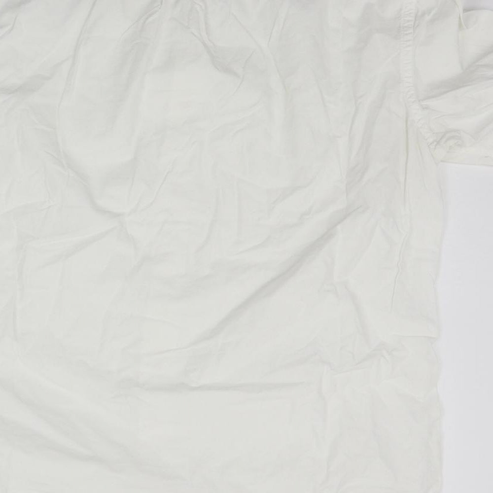 Mens UK Size S H&M White Button-Up Short Sleeve Casual Shirt