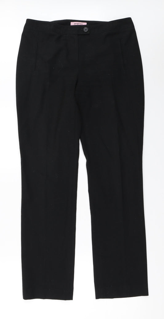 Womens UK Size 12 Paraphrase Regular Fit Black Trousers