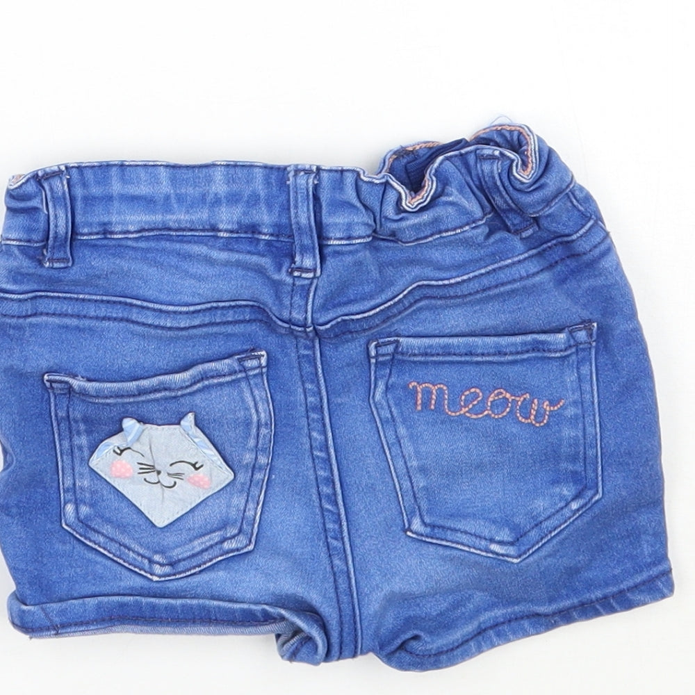 Brand and care label for H&M girls’ blue cropped jeans, size 12, months