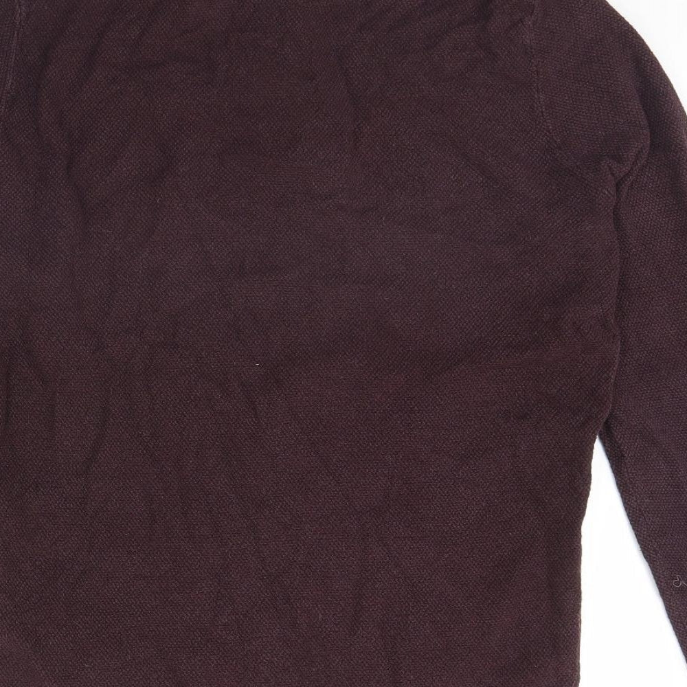 Red Herring Mens Purple Henley Jumper Size S