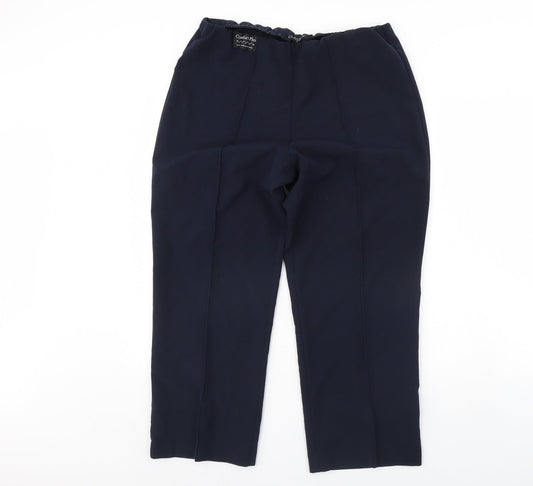Womens UK Size 14 Classic Regular Fit Cropped Blue Trousers