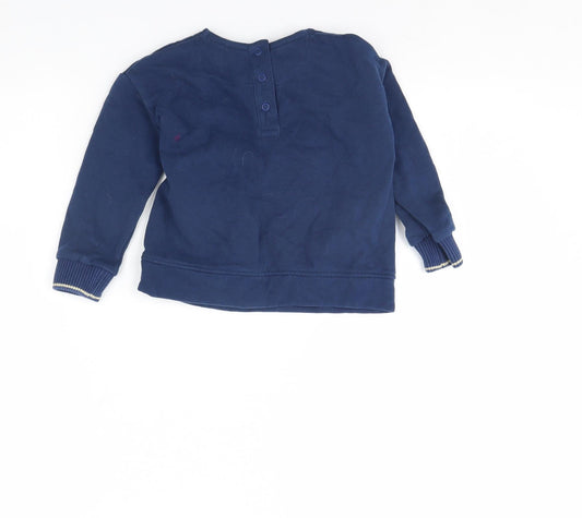 M&S Girls Blue Pullover Jumper Size 2 Years - Reindeer
