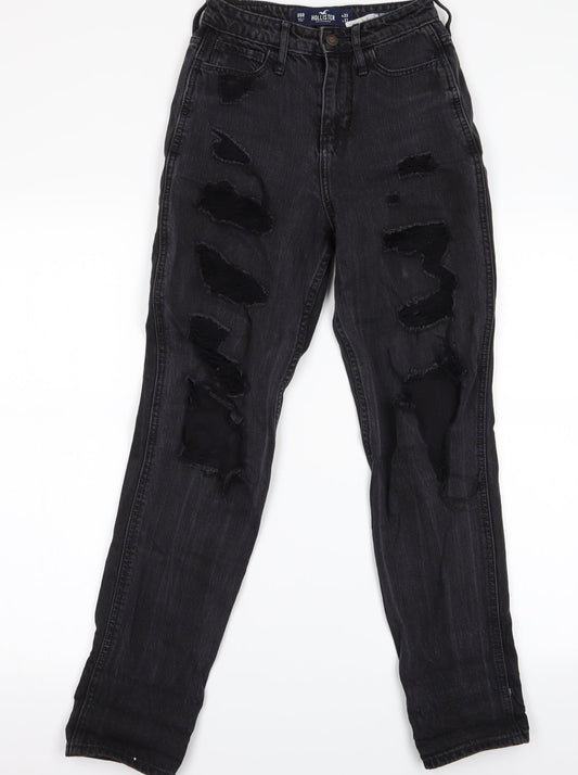 Hollister Girls Black Straight Jeans - Distressed Jeans