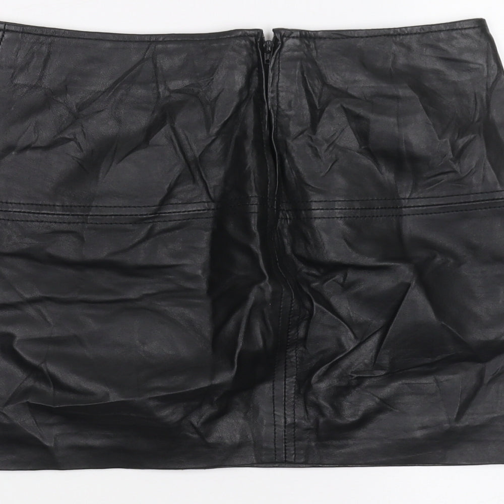 Brand and care label for ASOS women’s black a-line skirt, size UK 8