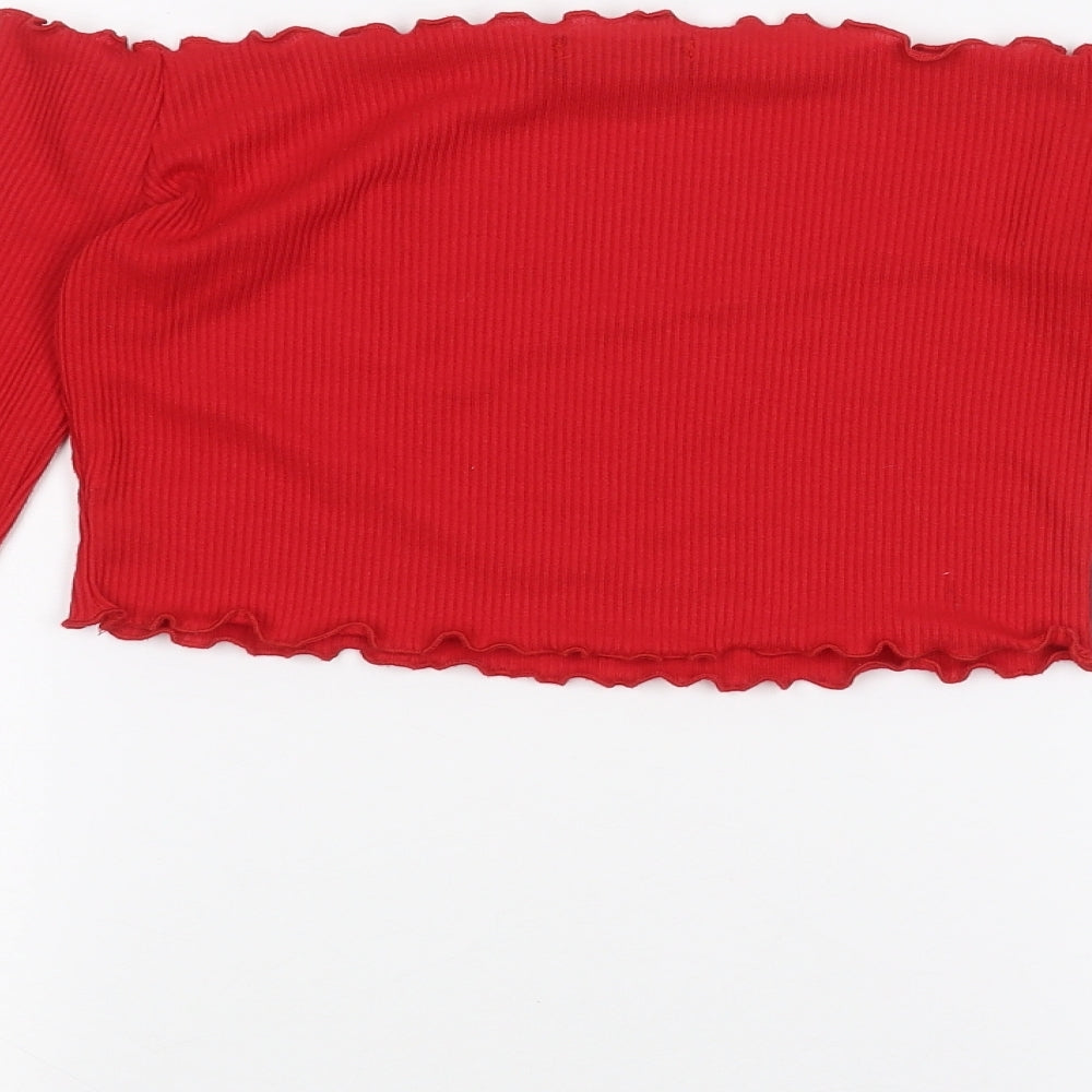Womens UK Size 8 PRETTYLITTLETHING Red Basic T-Shirt