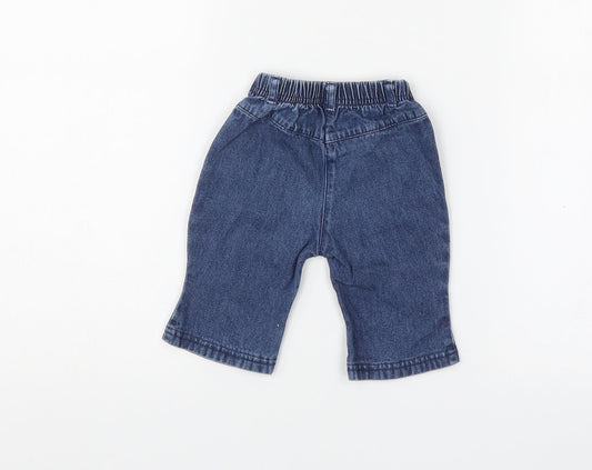 Adams Baby Blue Floral Denim Jeans Size 3-6 Months