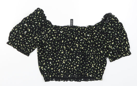 Womens UK Size XS H&M Black Cropped T-Shirt