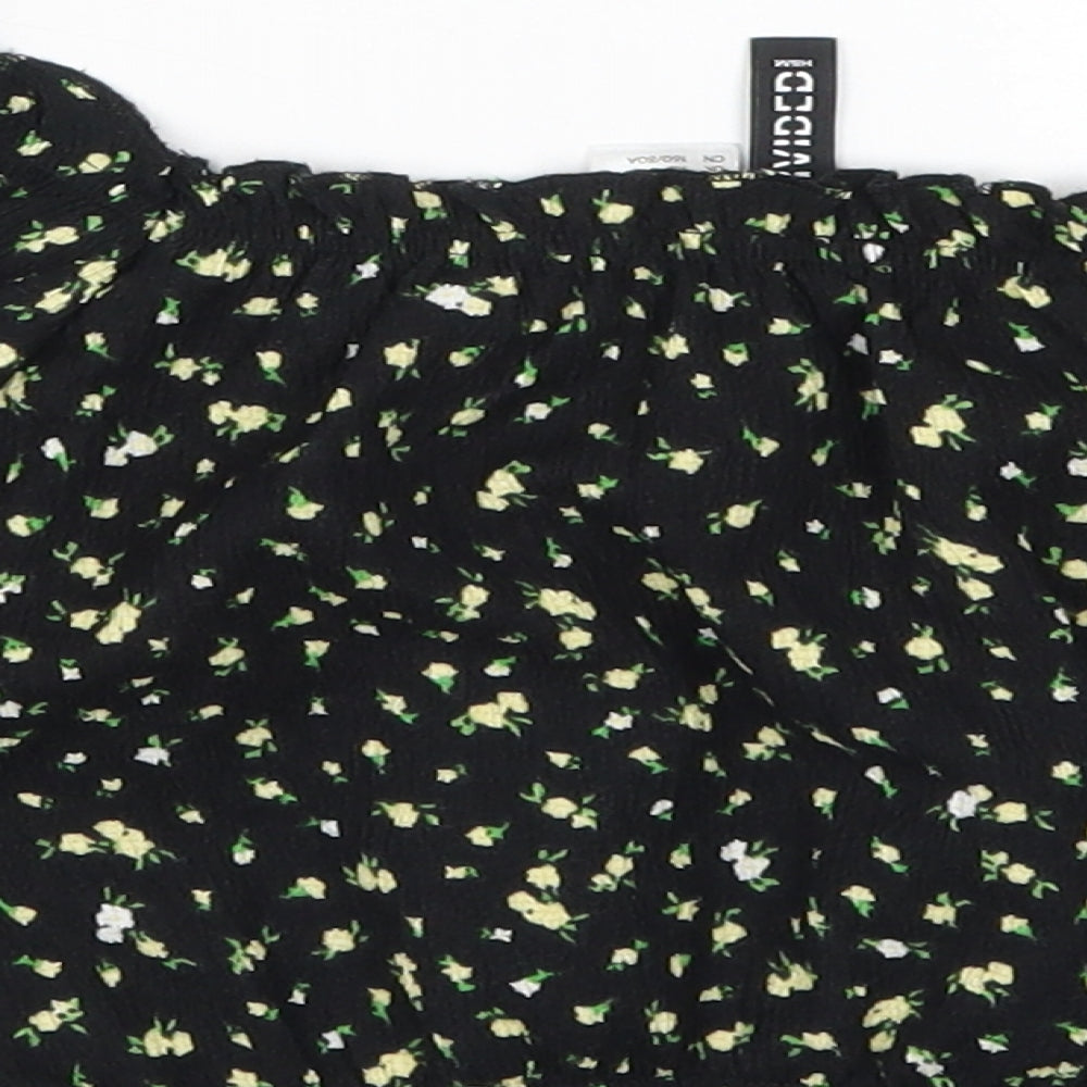 Womens UK Size XS H&M Black Cropped T-Shirt