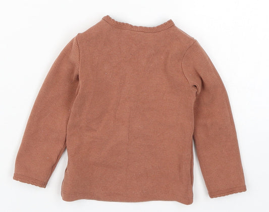 H&M Girls Brown Basic T-Shirt Size 6-9 Months
