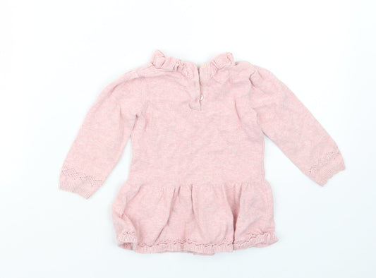 TU Girls Pink Knit Pullover Jumper Size 6-9 Months