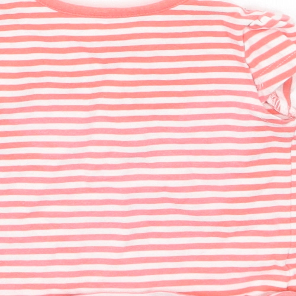 Brand and care label for Mothercare girls’ red striped basic t-shirt size newborn