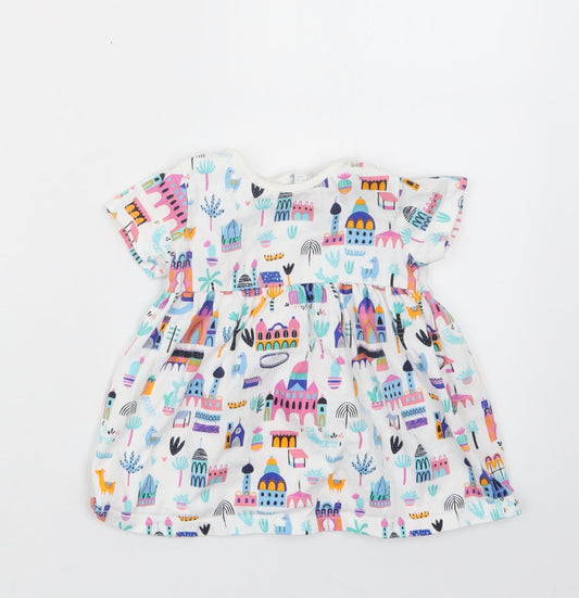 Blue Zoo Girls White Geometric T-Shirt Dress Size 3-6 Months