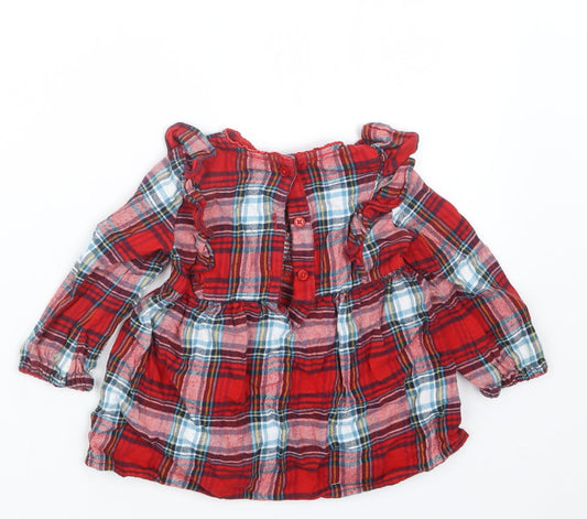 TU Girls Red Check Basic Button-Up Size 9-12 Months