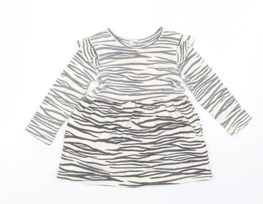 Primark Girls Beige Animal Print T-Shirt Dress Size 12-18 Months