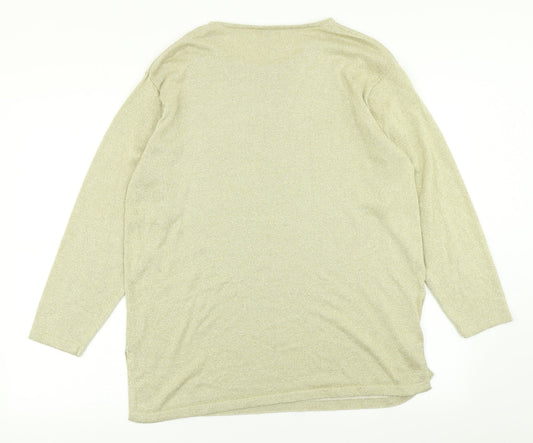 Fabrizio Womens Gold Knit Pullover Jumper Size M