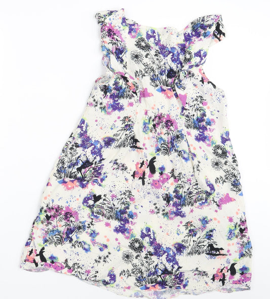 Miss Selfridge Womens White Floral A-Line Size 12