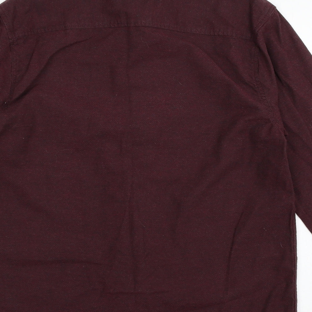 Mens UK Size XS Topman Red Button-Up Long Sleeve Casual Shirt