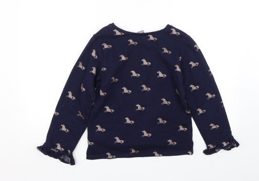 NEXT Girls Blue Animal Print Pullover Sweatshirt Size 11 Years - unicorns