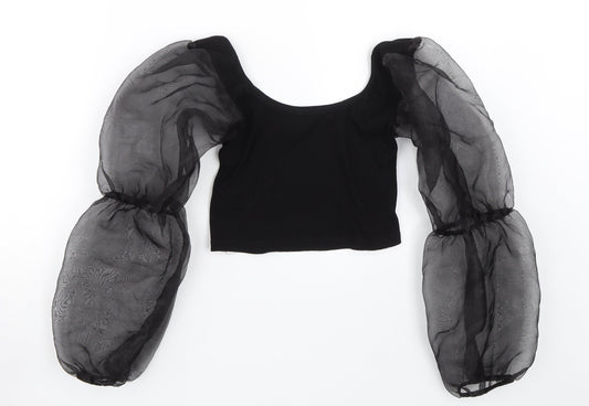 I SAW IT FIRST Womens Black Cropped T-Shirt Size S