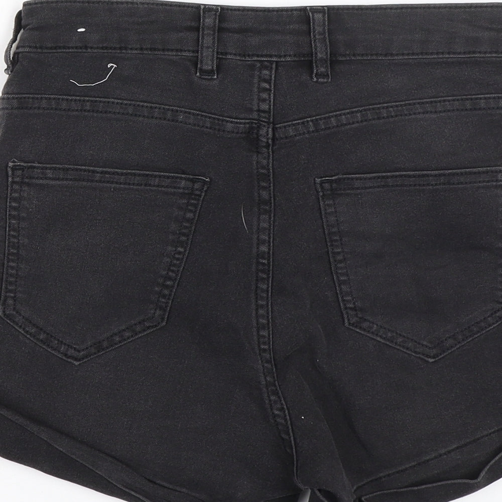 H&M Womens Black Denim Paperbag Shorts Size 6