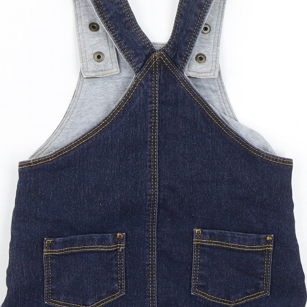 M&S Girls Blue Denim Pinafore/Dungaree Dress Size 3-6 Months