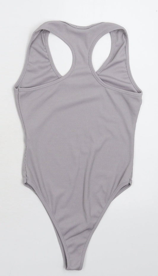 Boohoo Womens Grey   Bodysuit One-Piece Size 6