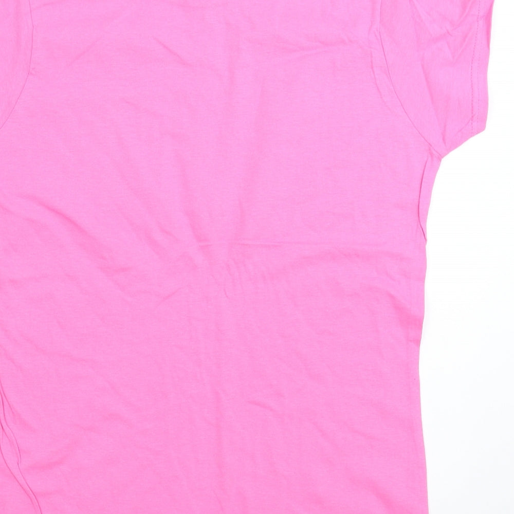 Womens UK Size L Gildan Pink Basic T-Shirt