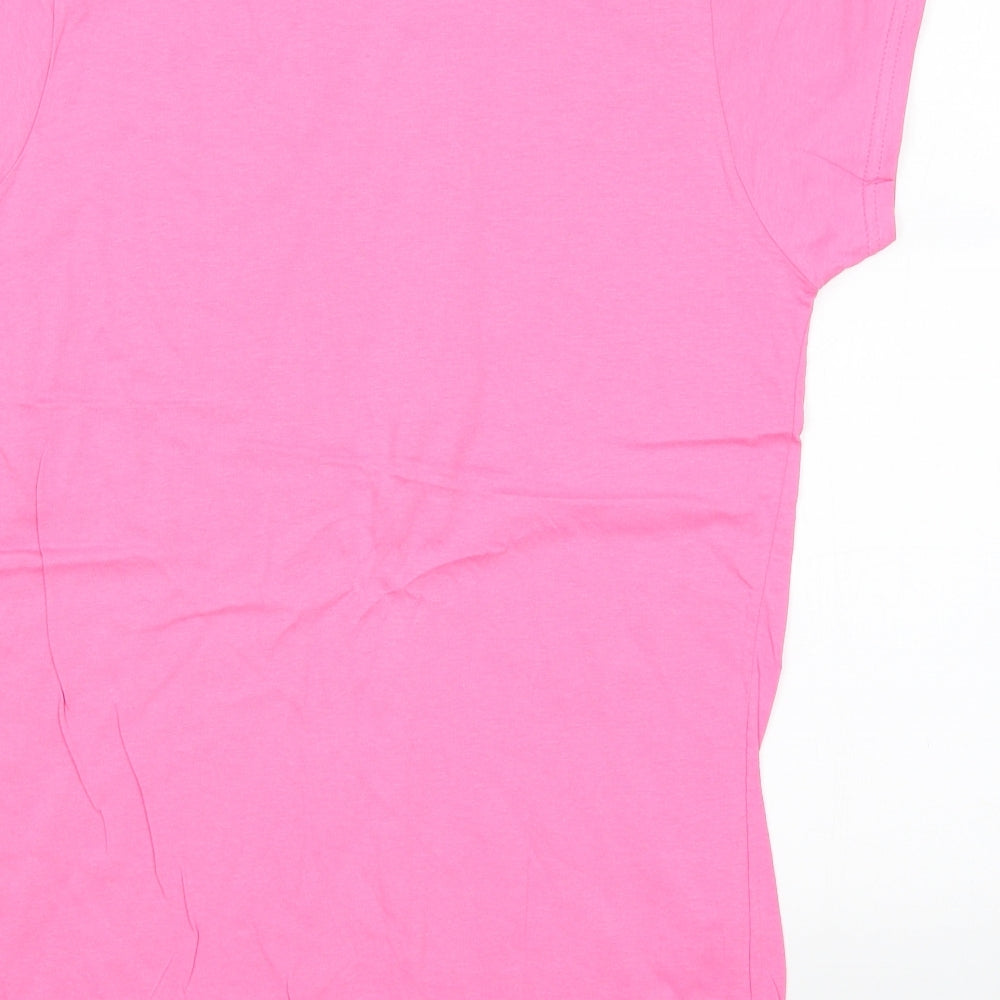 Womens UK Size L Gildan Pink Basic T-Shirt