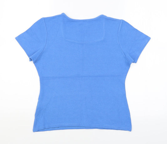 Womens UK Size S AMARANTO Blue Basic T-Shirt