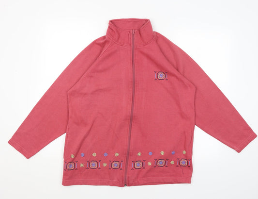 Womens UK Size 12 Classics Pink Full Zip Jumper