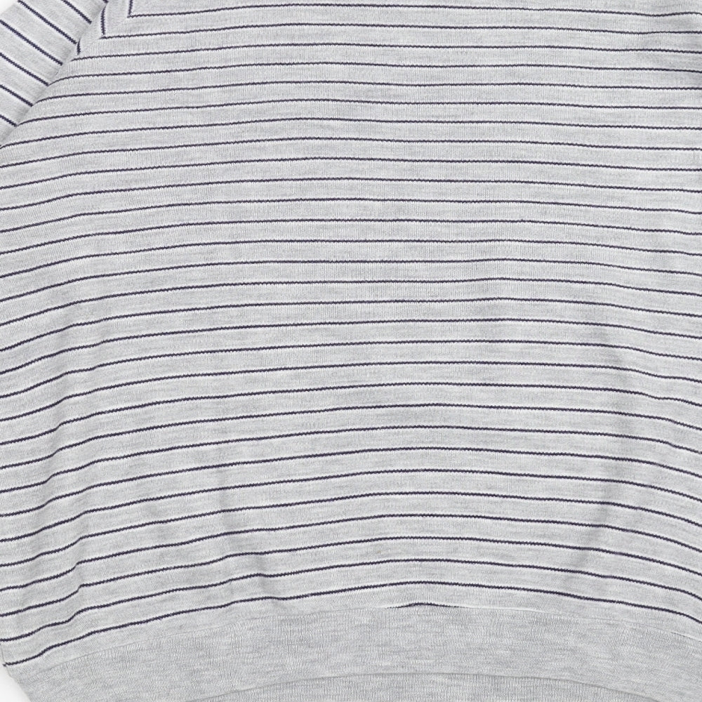 Preworn Mens Grey Striped Knit Pullover Jumper Size L